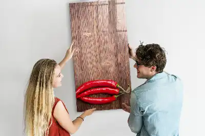 Tablă magnetică pentru scris decorativă cu motiv de ardei iute pe suport de lemn