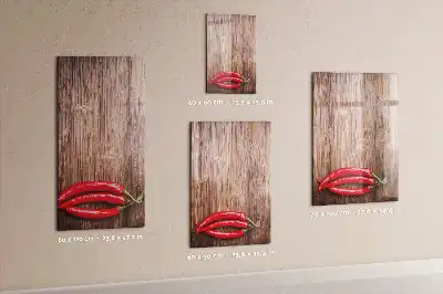 Tablă magnetică pentru scris decorativă cu motiv de ardei iute pe suport de lemn