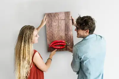 Tablă magnetică pentru scris decorativă cu motiv de ardei iute pe suport de lemn