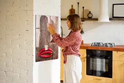 Tablă magnetică pentru scris decorativă cu motiv de ardei iute pe suport de lemn