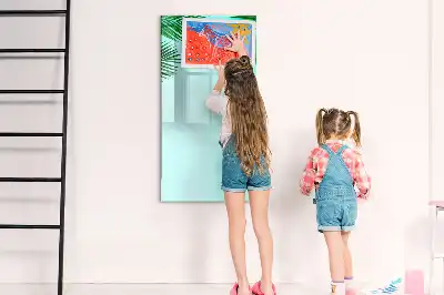 Tablă magnetică de scris cu model frunze de palmier