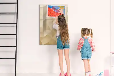 Tablă magnetică de scris cu model abstracție de triunghiuri