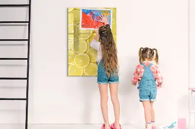 Tablă magnetică de scris cu model felii de lămâie