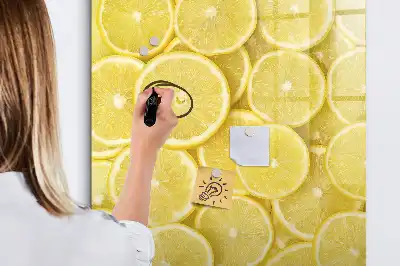 Tablă magnetică de scris cu model felii de lămâie