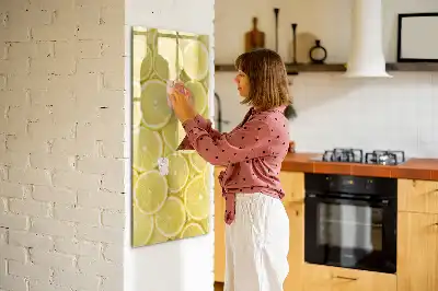 Tablă magnetică de scris cu model felii de lămâie