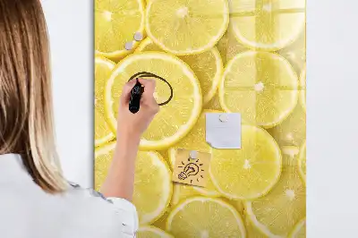 Tablă magnetică de scris cu model felii de lămâie