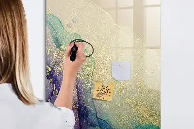 Tablă magnetică de scris cu model de marmură colorată