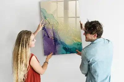 Tablă magnetică de scris cu model de marmură colorată