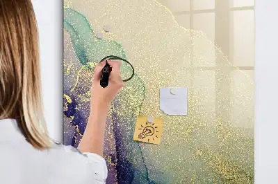 Tablă magnetică de scris cu model de marmură colorată