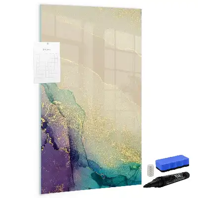 Tablă magnetică de scris cu model de marmură colorată