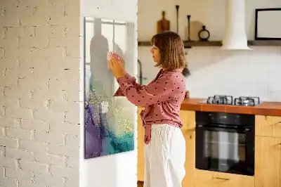 Tablă magnetică de scris cu model de marmură colorată