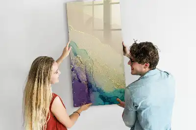 Tablă magnetică de scris cu model de marmură colorată