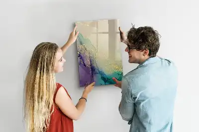 Tablă magnetică de scris cu model de marmură colorată
