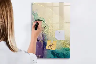 Tablă magnetică de scris cu model de marmură colorată