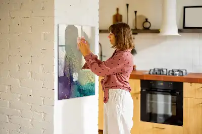 Tablă magnetică de scris cu model de marmură colorată