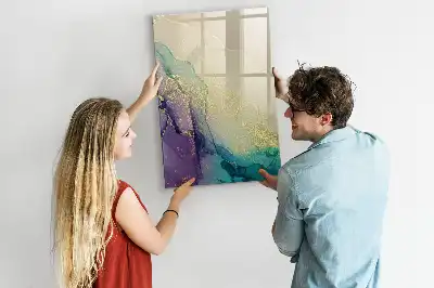 Tablă magnetică de scris cu model de marmură colorată