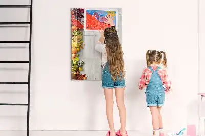 Tablă cu marker legume pe lemn