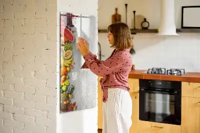 Tablă cu marker legume pe lemn