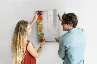 Tablă cu marker legume pe lemn