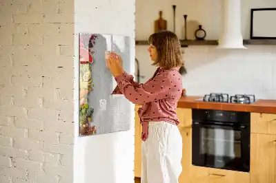 Tablă cu marker legume pe lemn
