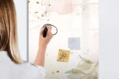 Tablă magnetică pentru scris cu model de abstracție aurie și legume