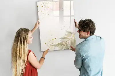 Tablă magnetică pentru scris cu model de abstracție aurie și legume