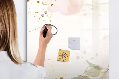 Tablă magnetică pentru scris cu model de abstracție aurie și legume