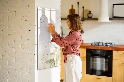 Tablă magnetică pentru scris cu model de abstracție aurie și legume