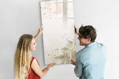 Tablă magnetică pentru scris cu model de abstracție aurie și legume