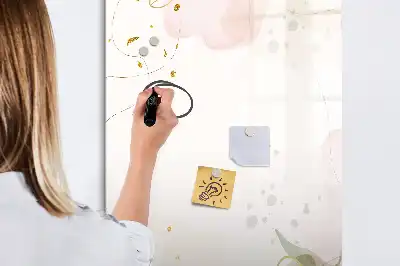 Tablă magnetică pentru scris cu model de abstracție aurie și legume