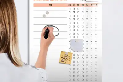 Listă de verificare pentru curățenie cu tablă magnetică pentru marker