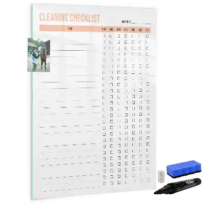 Listă de verificare pentru curățenie cu tablă magnetică pentru marker
