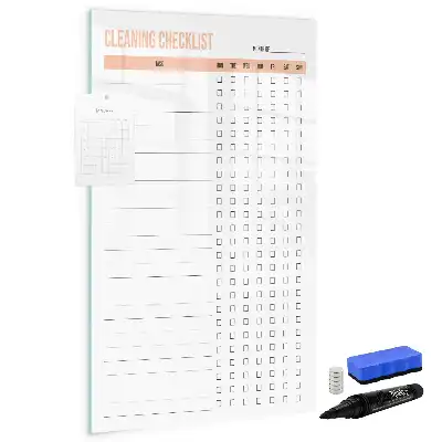 Listă de verificare pentru curățenie cu tablă magnetică pentru marker