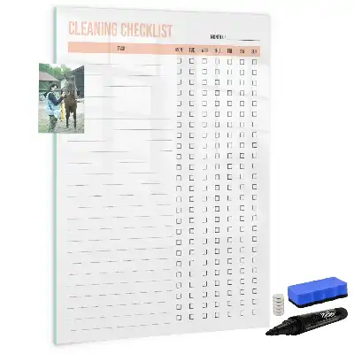 Listă de verificare pentru curățenie cu tablă magnetică pentru marker
