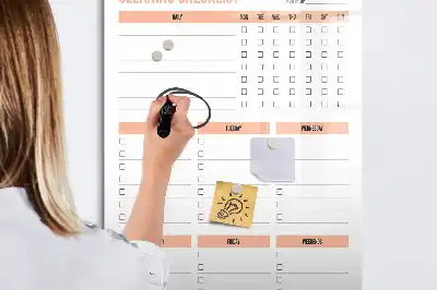 Tablă magnetică de scris cu listă de verificare pentru curățenie