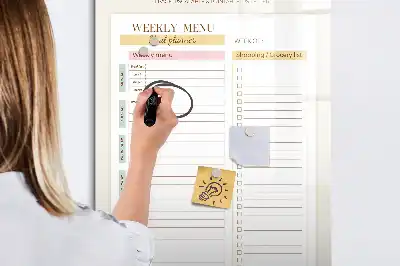 Planificator săptămânal de mese tablă magnetică cu marker