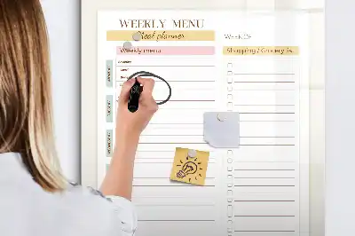 Planificator săptămânal de mese tablă magnetică cu marker