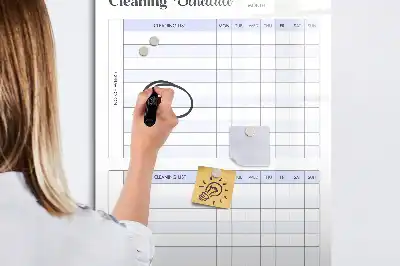 Tablă cu marker pentru program de curățenie