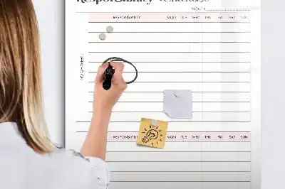 Tablă cu marker listă de verificare a responsabilităților