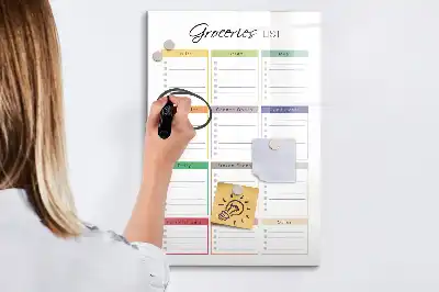 Tablă cu marker listă de cumpărături
