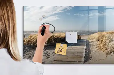 Tablă magnetică cu ștergere uscată cu design vedere la plajă