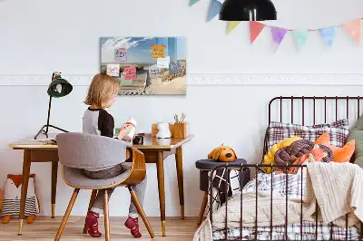 Tablă magnetică cu ștergere uscată cu design vedere la plajă