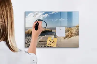 Tablă magnetică cu ștergere uscată cu design vedere la plajă