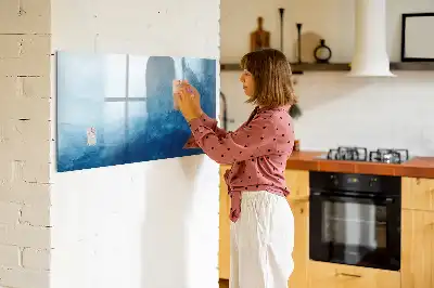 Tablă magnetică cu ștergere uscată model cu abstracție de apă