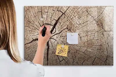 Tablă magnetică cu ștergere uscată cu ramă din trunchi vechi de lemn