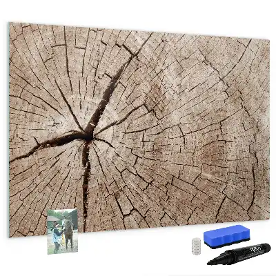 Tablă magnetică cu ștergere uscată cu ramă din trunchi vechi de lemn