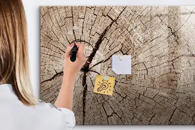 Tablă magnetică cu ștergere uscată cu ramă din trunchi vechi de lemn