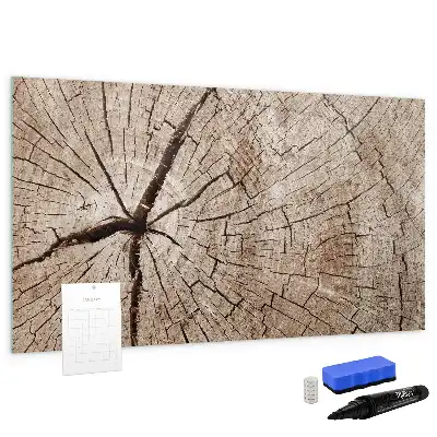 Tablă magnetică cu ștergere uscată cu ramă din trunchi vechi de lemn