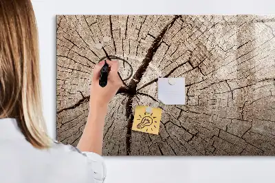 Tablă magnetică cu ștergere uscată cu ramă din trunchi vechi de lemn
