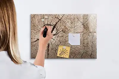 Tablă magnetică cu ștergere uscată cu ramă din trunchi vechi de lemn
